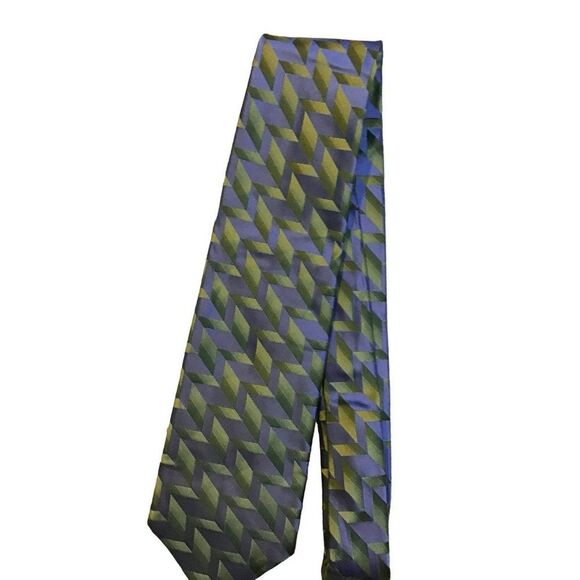 5/$10 Savile Row Geometric Silk Men's Tie 58" Blue Gray NWOT - Picture 1 of 4